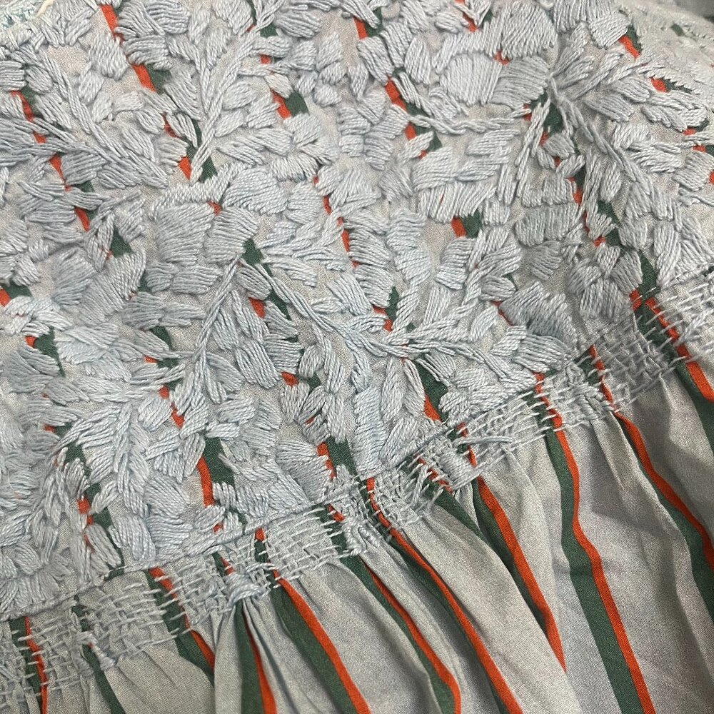 Mi Golondrina Oaxaca Embroidery Dress Light Blue with Stripes NWT - Picture 11 of 16